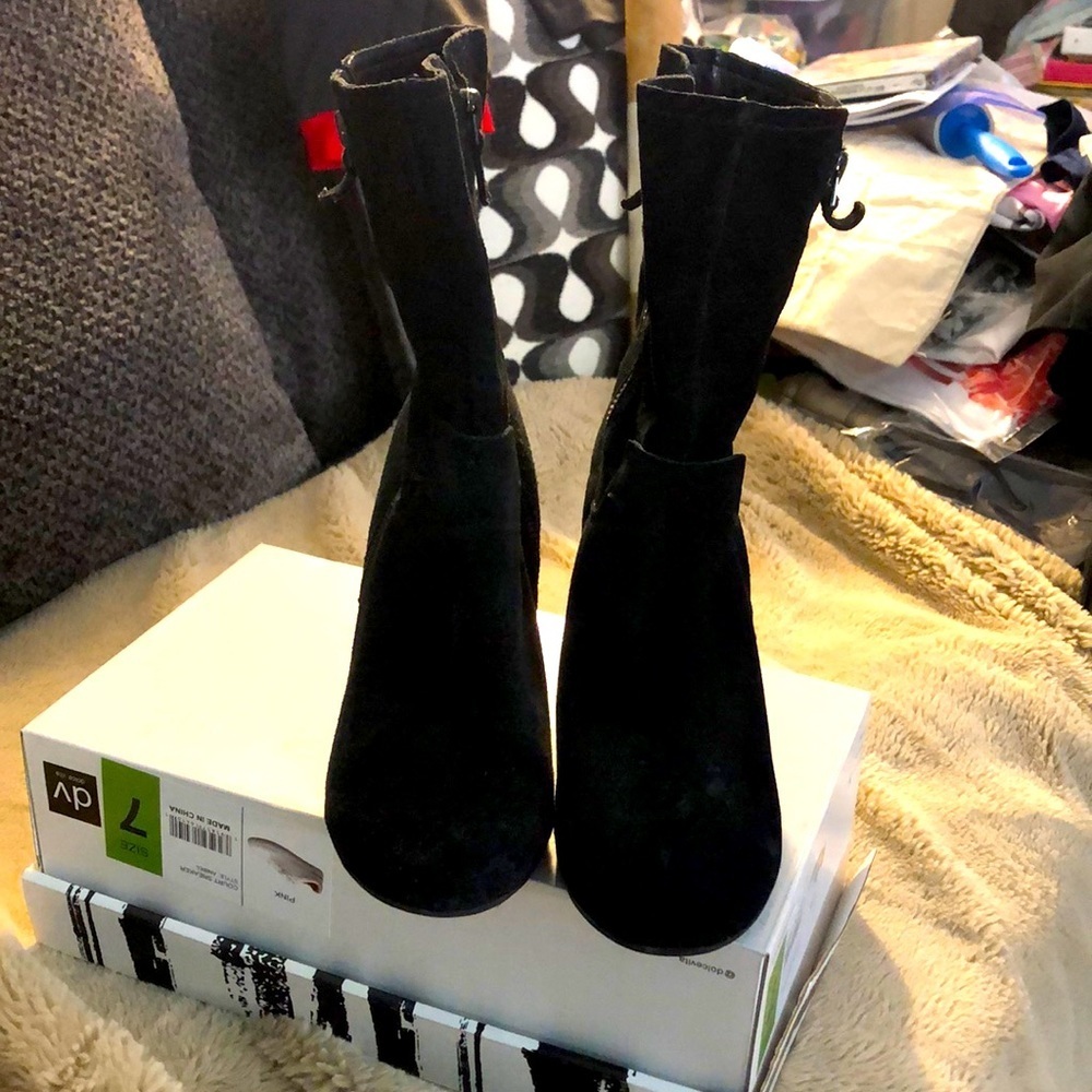 Franco Sarto Black Wedge Boots, size 8